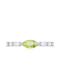 Anillo de peridoto de 0,75 quilates en orientación este-oeste con acento de diamante