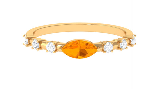 Anillo de compromiso East West Marquesa Ópalo de Fuego y Diamante