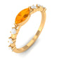 East West Marquise Fire Opal and Diamond Engagement Ring