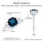 Asscher Cut London Blue Topaz Solitaire Engagement Ring with Diamond Trio