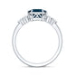 Asscher Cut London Blue Topaz Solitaire Engagement Ring with Diamond Trio