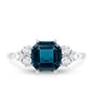 Asscher Cut London Blue Topaz Solitaire Engagement Ring with Diamond Trio