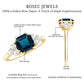 Asscher Cut London Blue Topaz Solitaire Engagement Ring with Diamond Trio