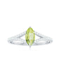 Anillo de promesa de peridoto natural de 0,7 quilates talla marquesa con diamante en el cuerpo del anillo dividido