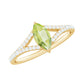 Anillo de promesa de peridoto natural de 0,7 quilates talla marquesa con diamante en el cuerpo del anillo dividido