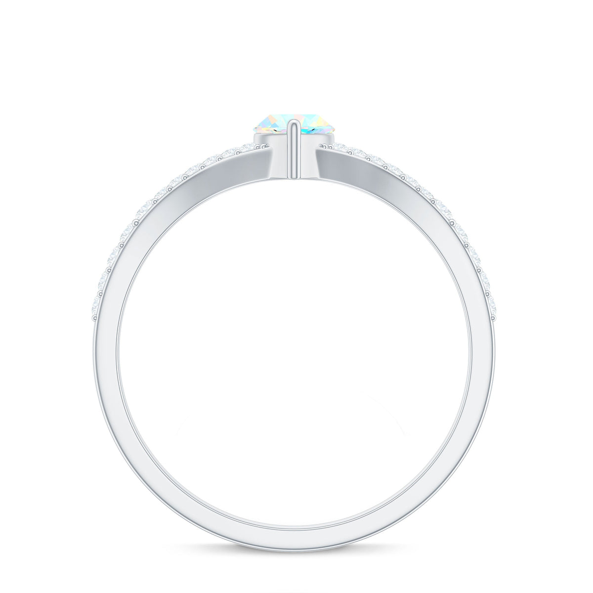 Natural Opal Marquise Engagement Ring with Diamond Split Shank