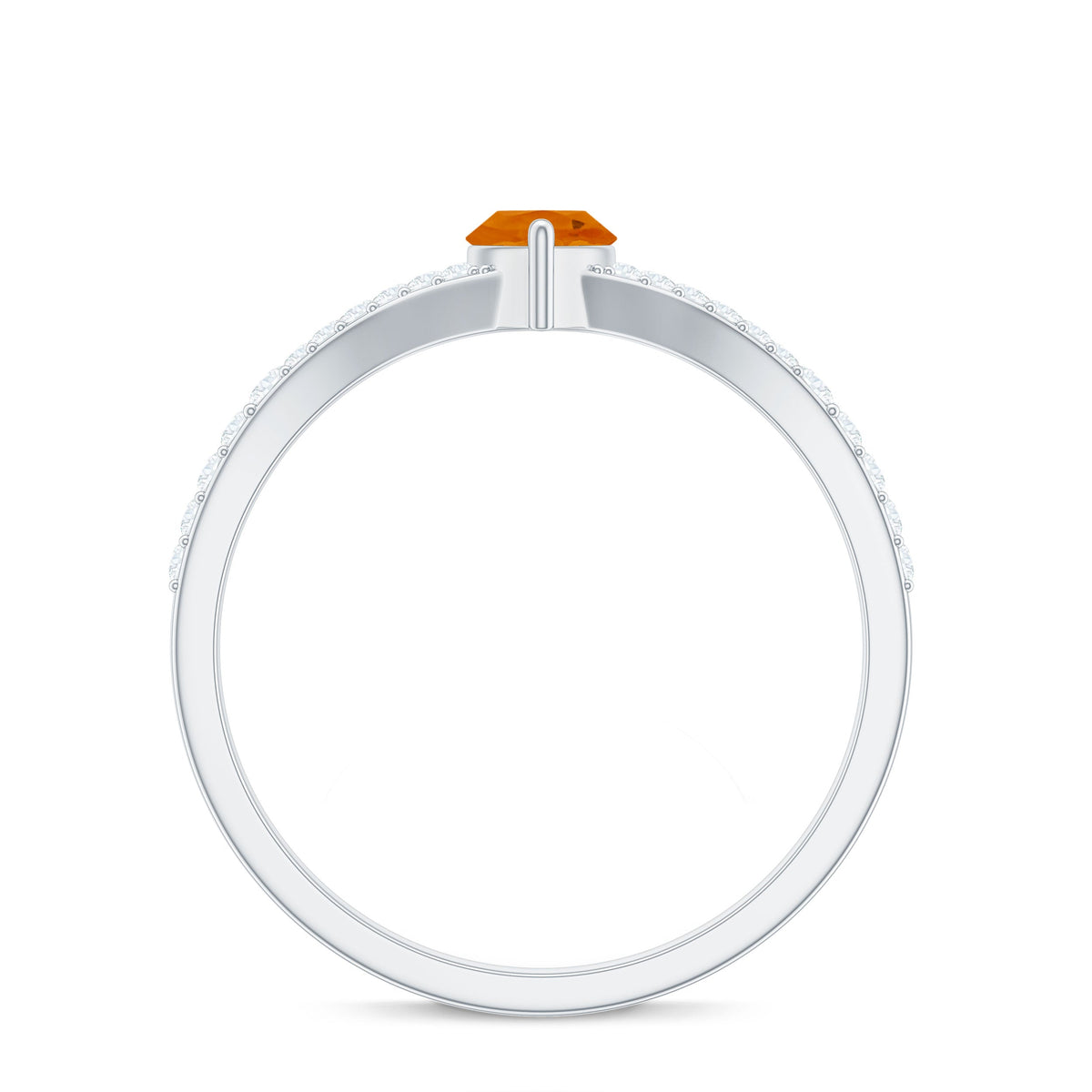 Marquise Fire Opal Split Shank Engagement Ring with Diamond
