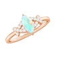 Anillo de compromiso de diamante con ópalo marquesa natural y certificado