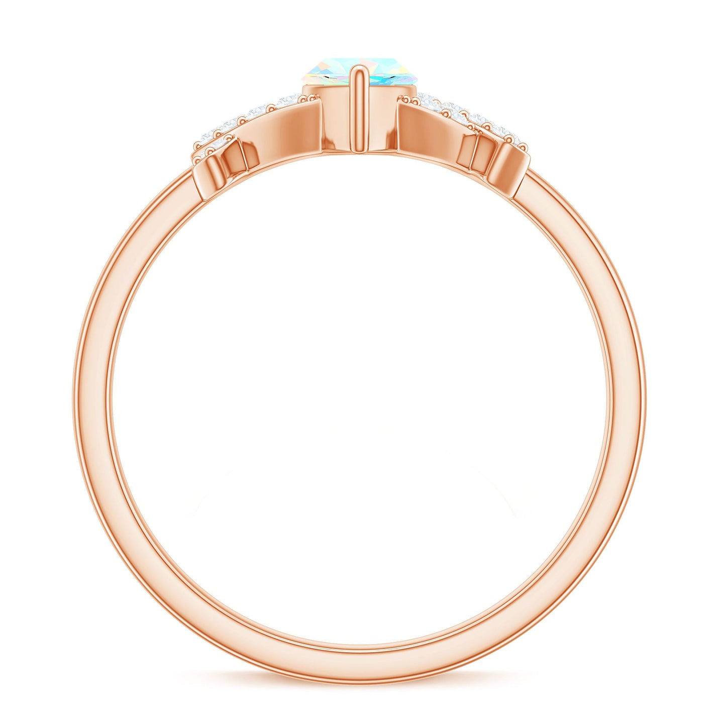 Anillo de compromiso de diamante con ópalo marquesa natural y certificado