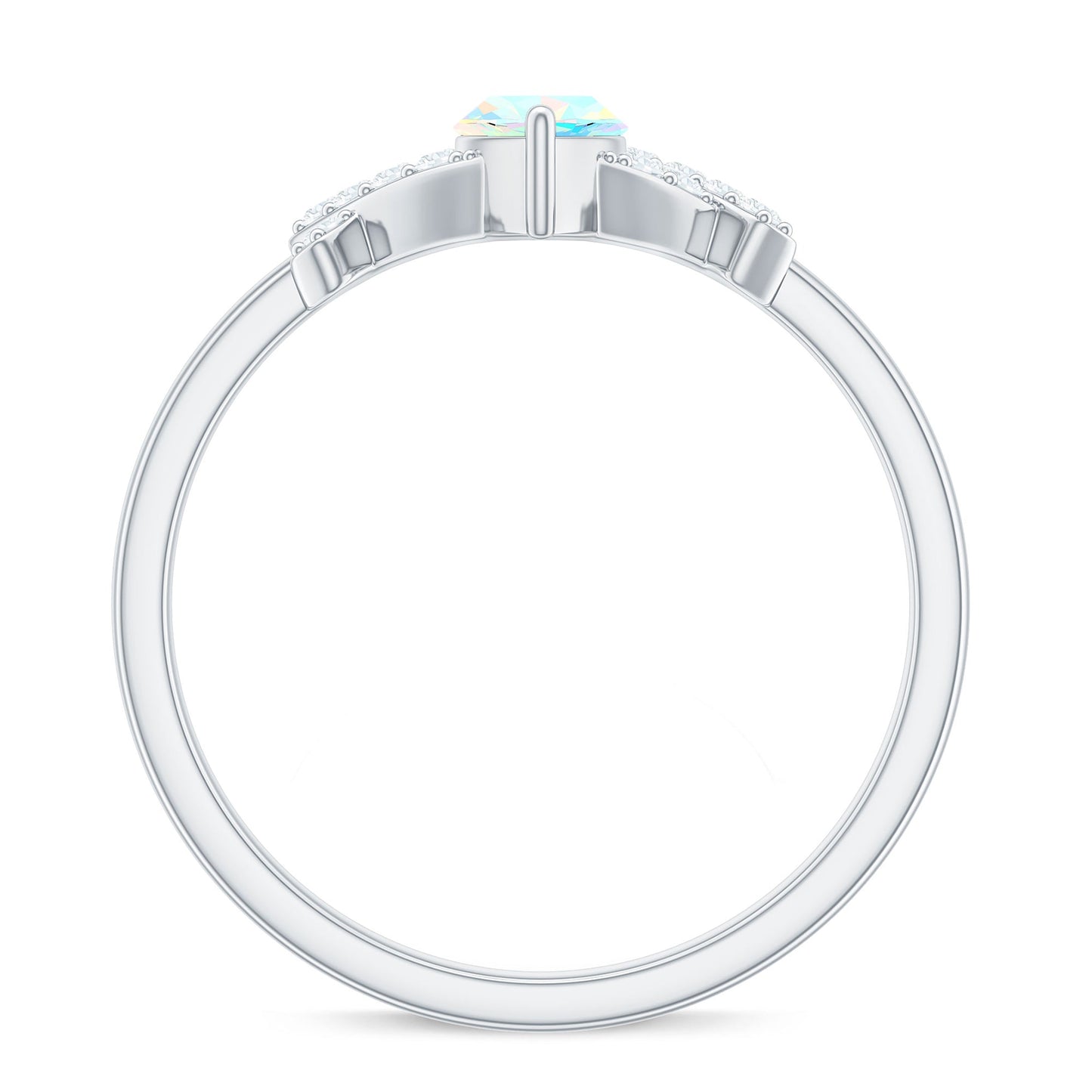 Anillo de compromiso de diamante con ópalo marquesa natural y certificado