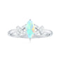 Anillo de compromiso de diamante con ópalo marquesa natural y certificado