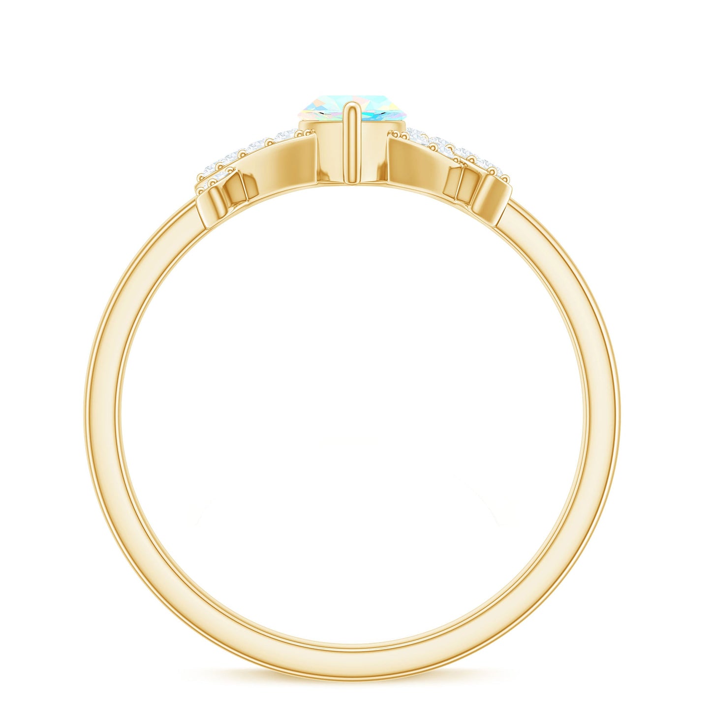 Anillo de compromiso de diamante con ópalo marquesa natural y certificado