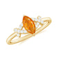 0.3 Carat Fire Opal Marquise Solitaire Ring with Diamond