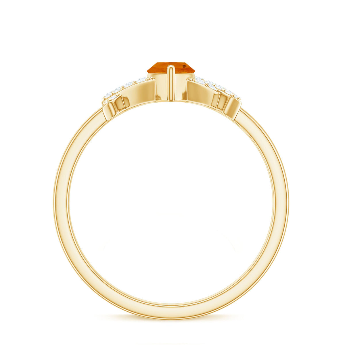 0.3 Carat Fire Opal Marquise Solitaire Ring with Diamond