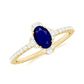Natural 0.6 Carat Blue Sapphire Oval Engagement Ring with Diamond