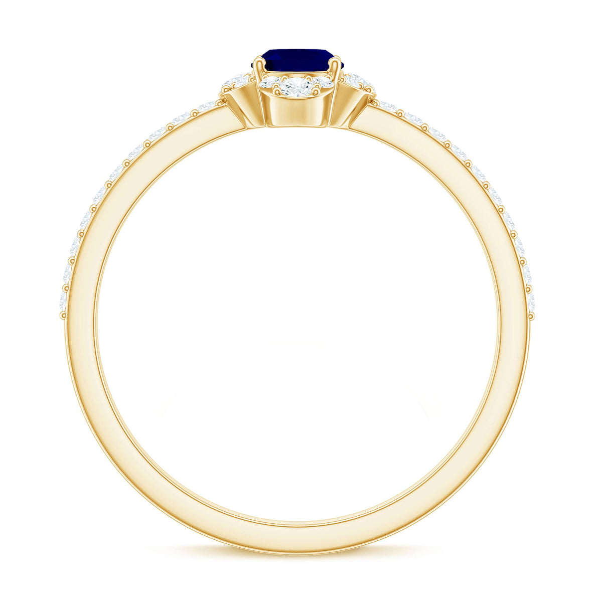 Natural 0.6 Carat Blue Sapphire Oval Engagement Ring with Diamond
