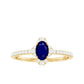 Natural 0.6 Carat Blue Sapphire Oval Engagement Ring with Diamond