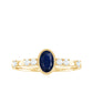 Vintage Looking Blue Sapphire Oval Engagement Ring with Diamond