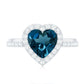 London Blue Topaz Heart Promise Ring with Diamond Halo