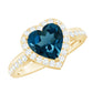 London Blue Topaz Heart Promise Ring with Diamond Halo
