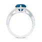 London Blue Topaz and Diamond Heart Engagement Ring in Crossover Band