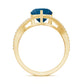 London Blue Topaz and Diamond Heart Engagement Ring in Crossover Band