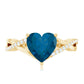 London Blue Topaz and Diamond Heart Engagement Ring in Crossover Band
