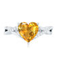 Natural 2 Carat Citrine Heart Engagement Ring with Diamond Crossover Shank