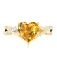Natural 2 Carat Citrine Heart Engagement Ring with Diamond Crossover Shank