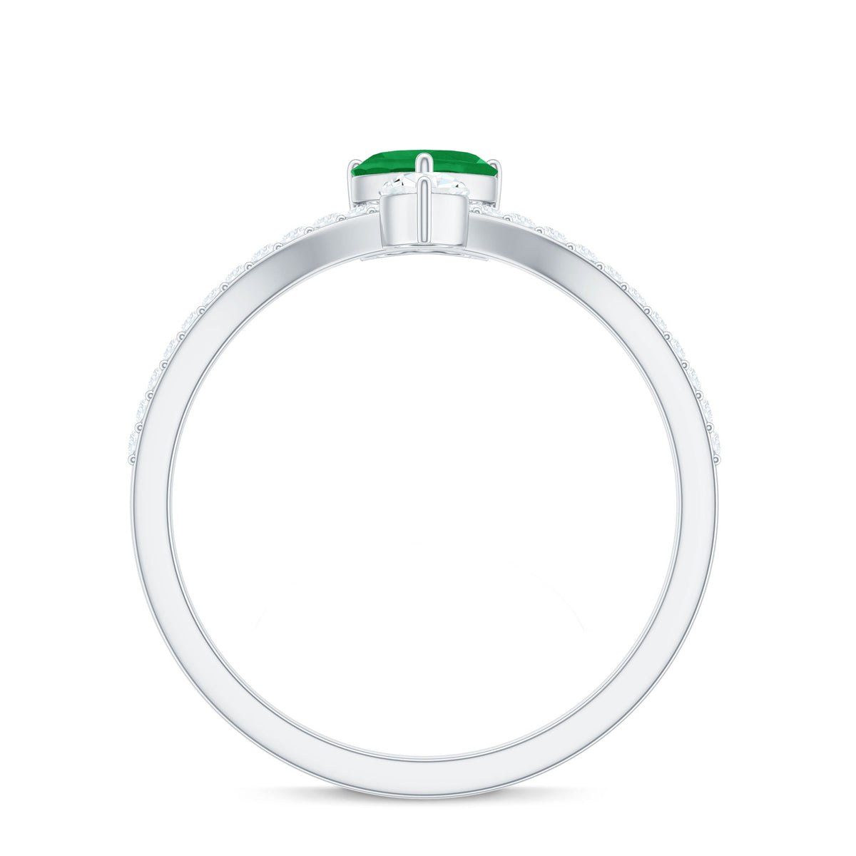 Designer Emerald Heart Engagement Ring with Diamond