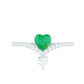 Designer Emerald Heart Engagement Ring with Diamond