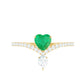 Designer Emerald Heart Engagement Ring with Diamond