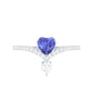 Certified Real Heart Shape Tanzanite Chevron Engagement Ring with Diamond