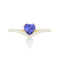 Certified Real Heart Shape Tanzanite Chevron Engagement Ring with Diamond