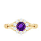 0.45 Carat Amethyst and Diamond Halo Engagement Ring in Split Shank