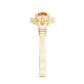 Genuine Citrine Diamond Flower Engagement Ring with Split Shank