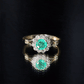 Emerald Nature Inspired Engagement Ring with Diamond Halo
