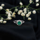 Emerald Nature Inspired Engagement Ring with Diamond Halo