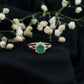 Emerald Nature Inspired Engagement Ring with Diamond Halo