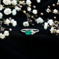AAA Quality Oval Cut Emerald East West Promise Ring with Diamond Trio