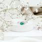 AAA Quality Oval Cut Emerald East West Promise Ring with Diamond Trio