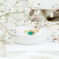 AAA Quality Oval Cut Emerald East West Promise Ring with Diamond Trio