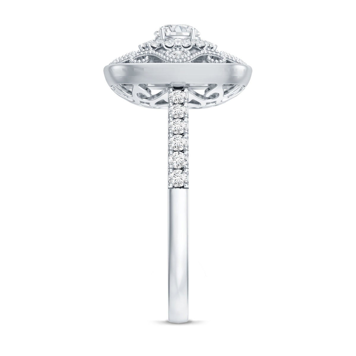 Moissanite Statement Engagement Ring with Milgrain Detailing