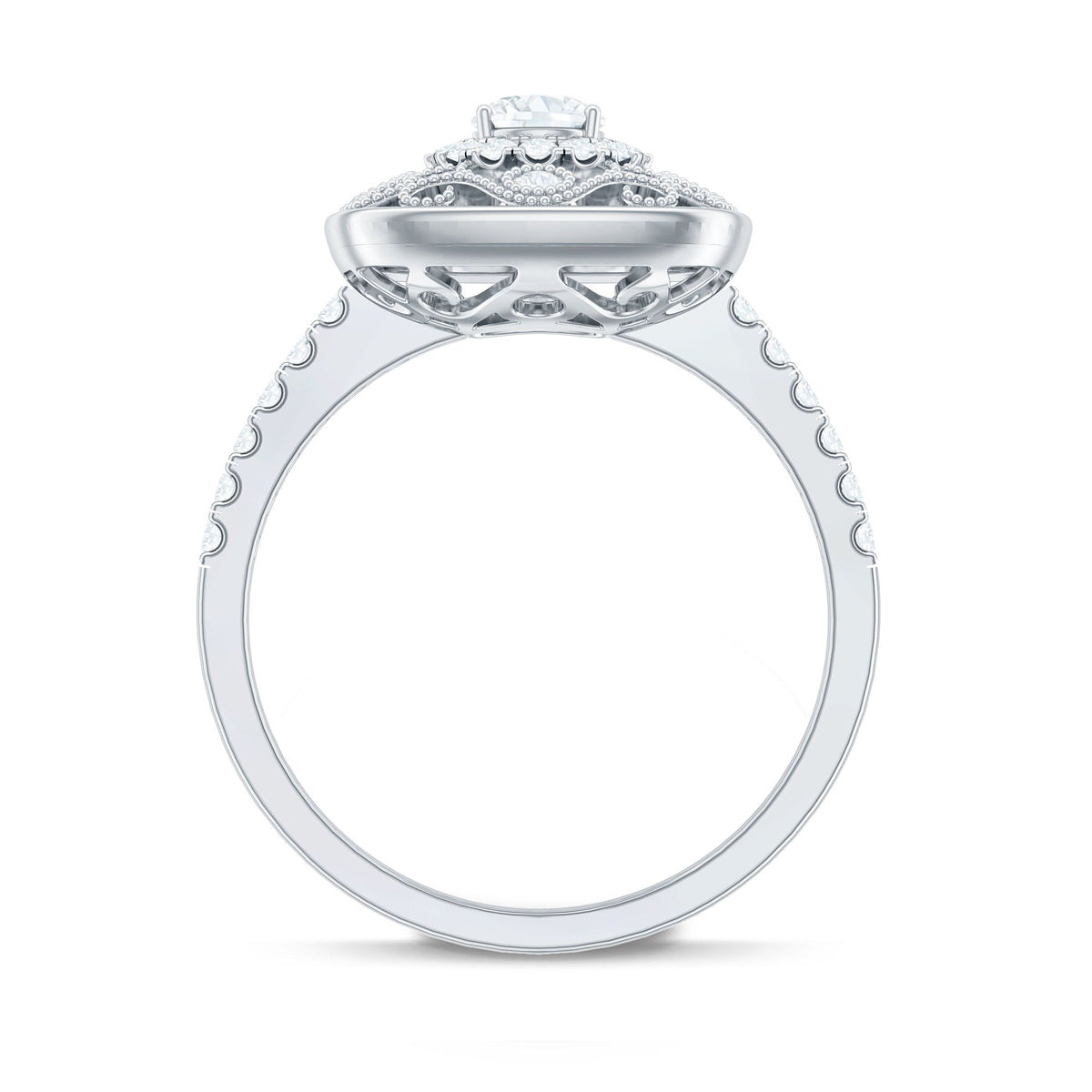Moissanite Statement Engagement Ring with Milgrain Detailing