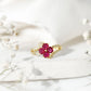 Real Ruby Flower Engagement Ring with Diamond Split Shank