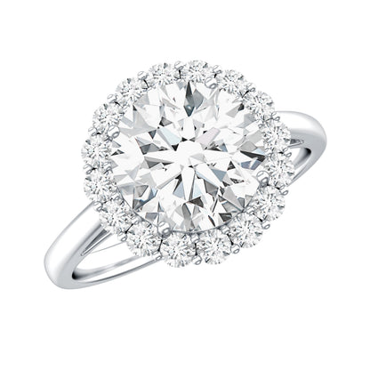 Anillo de compromiso grande clásico con moissanita de talla redonda