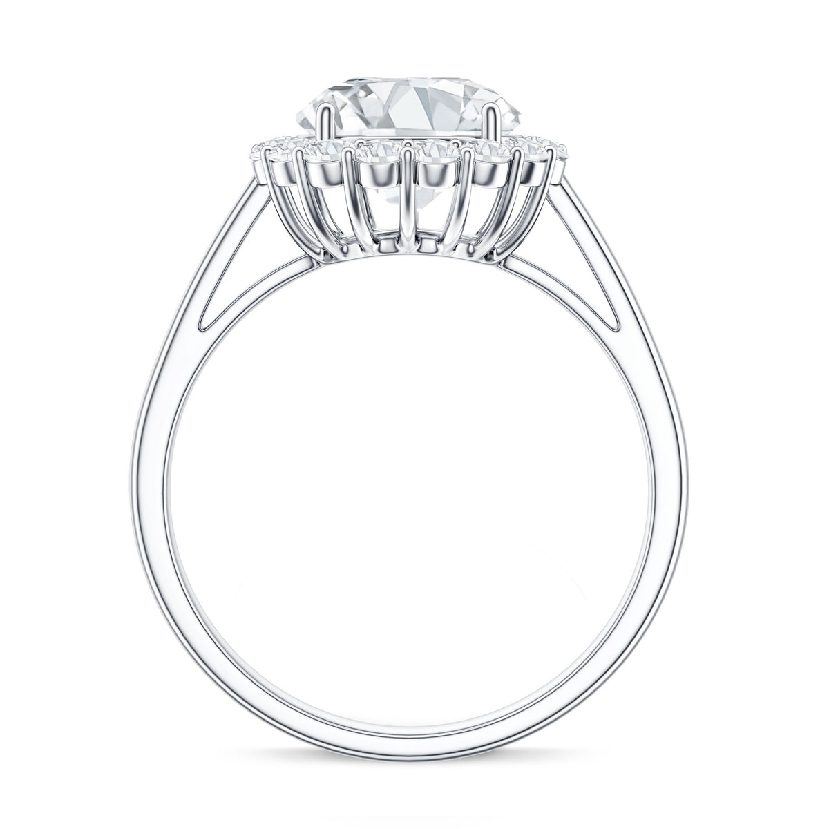 Anillo de compromiso grande clásico con moissanita de talla redonda