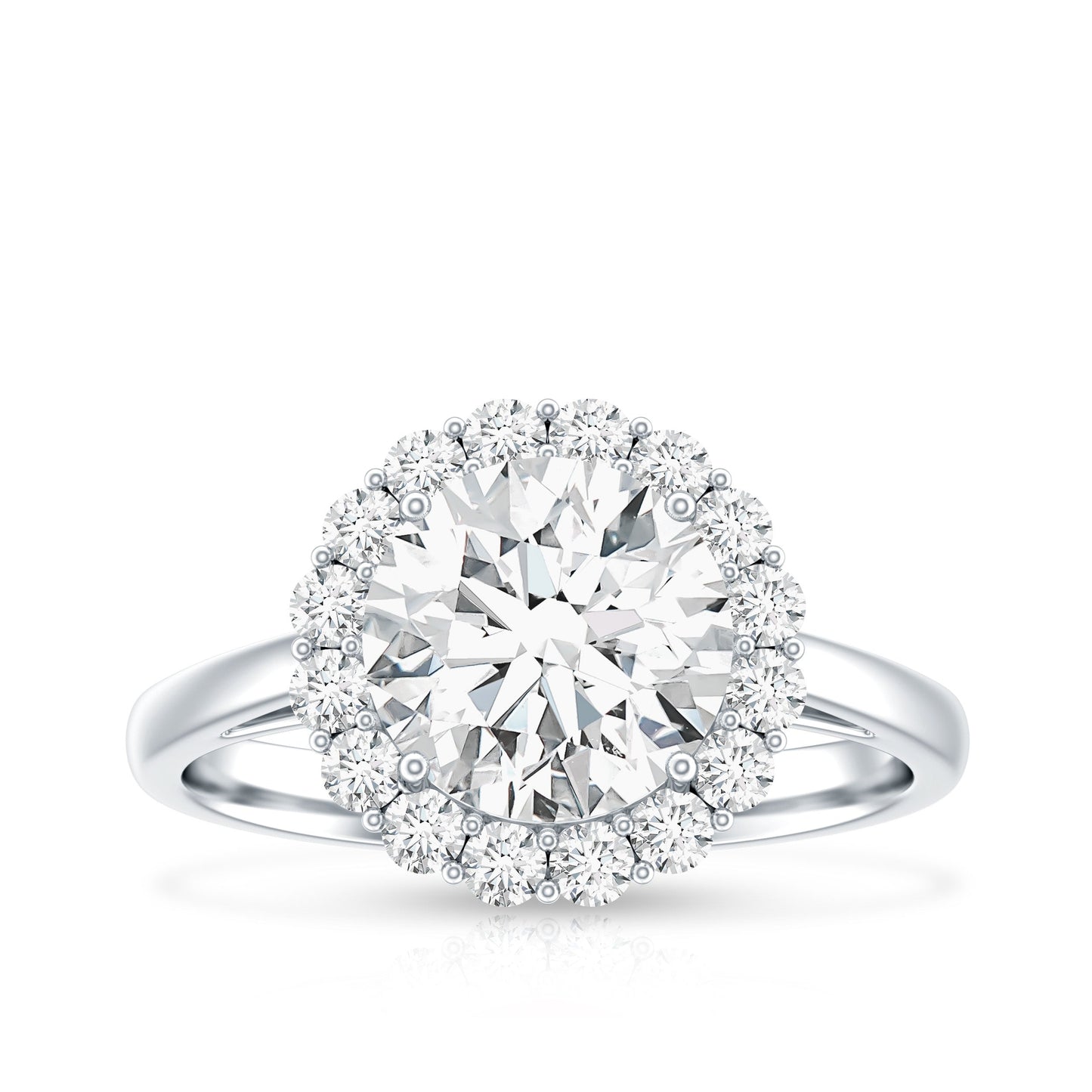 Anillo de compromiso grande clásico con moissanita de talla redonda
