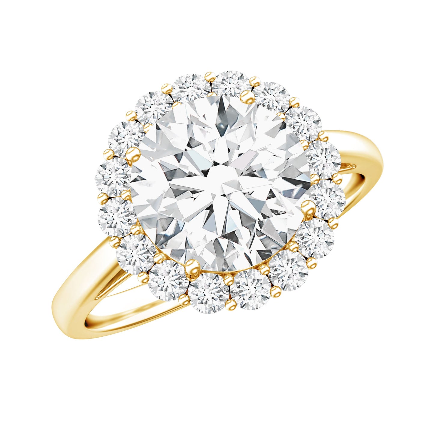 Anillo de compromiso grande clásico con moissanita de talla redonda