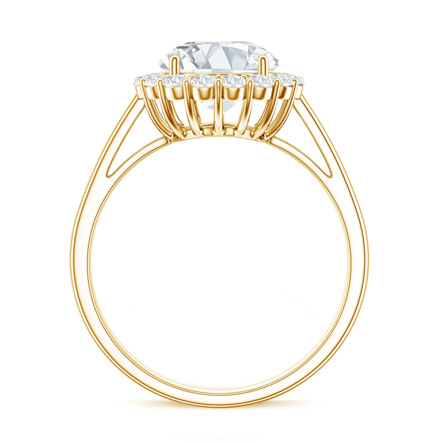Anillo de compromiso grande clásico con moissanita de talla redonda